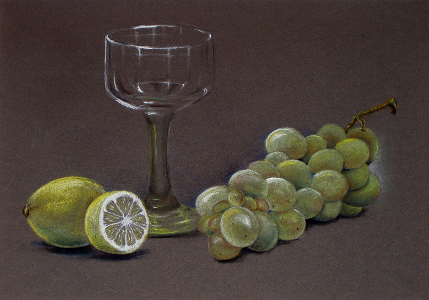 Glas-Zitrone-Trauben